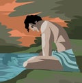 Greek mythology Narcissus gazing himself