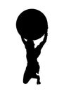 Greek mythology Titan God Atlas vector silhouette illustration isolated on white.