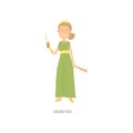 Greek mythology woman god demeter in long green dress