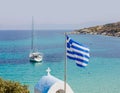 Greek National Flag Seascape Royalty Free Stock Photo