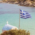 Greek National Flag Seascape Royalty Free Stock Photo