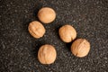 Greek Nuts on Ruberoid Grain Surface