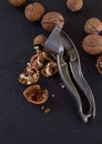 Greek nuts whole and split, the Nutcracker Royalty Free Stock Photo