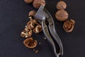 Greek nuts whole and split, the Nutcracker Royalty Free Stock Photo