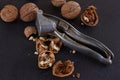 Greek nuts whole and split, the Nutcracker Royalty Free Stock Photo
