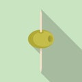 Greek olive toothpick icon flat vector. Food stick Royalty Free Stock Photo