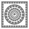 Greek Ornament. Circle ornament meander. Round frame, rosette of ancient elements. Greek national antique round pattern, vector.