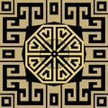 Greek ornate octagon golden mandala with square frame. Seamless ornamental beautiful pattern. Vector elegant ethnic ancient style