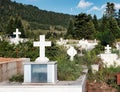White Marble Crosses in Greek Mountain Cemetery