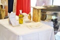 Greek Orthodox christening - baptism oil, gold cross and soap