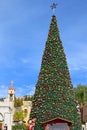 Greek Orthodox Church of the Annunciation and Christmas tree in Nazareth, Israel Royalty Free Stock Photo