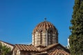 Athens, Greece. Aghios Athanasios church upper part in Thissio area, blue sky background