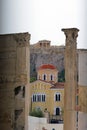 Greek Orthodox Church Ekklisia Panagia Grigorousa with Parthenon in the background