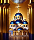 Greek Orthodox Churches Commercial Business. Generative AI. Royalty Free Stock Photo