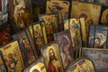 Greek Orthodox icons, selection of byzantine pictures Royalty Free Stock Photo