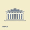 Greek parthenon icon in flat style with scuffing effect