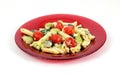 Greek Pasta Salad Red Plate Royalty Free Stock Photo