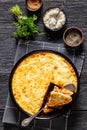 Greek Pastitsio in baking dish, top view Royalty Free Stock Photo