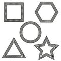 Greek pattern frames. Decorative geometric shapes. Ancient ornamental borders. Black vector elements.