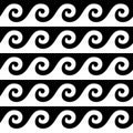 Greek pattern vector seamless design, ancient vase waves wallpaper in black and white