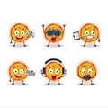 Greek pizza cartoon character are playing games with various cute emoticons