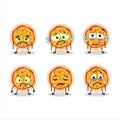 Greek pizza cartoon character with sad expression