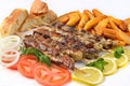 Greek souvlaki pork sandwich junk food Royalty Free Stock Photo