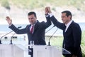 Greek Prime Minister Alexis Tsipras and his Macedonian counterpart Zoran Zaev