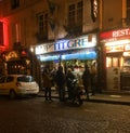 Greek restaurant in Paris, France at night