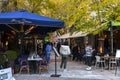 Greek restaurants in the central streets of Athens, Greece Royalty Free Stock Photo