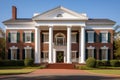 greek revival mansion with red brick and white columns