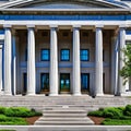 14 A Greek Revival-style government building with a grand entrance and pediment5, Generative AI