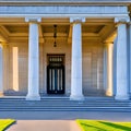 14 A Greek Revival-style government building with a grand entrance and pediment1, Generative AI