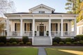 greek revival style house with columned side porch Royalty Free Stock Photo