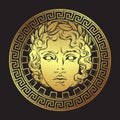 Greek and roman god Apollo. Hand drawn antique style logo or print design art vector illustration. Royalty Free Stock Photo