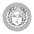 Greek and roman god Apollo. Hand drawn antique style logo or print design art vector illustration.