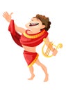 Greek or Roman god of archery music and dance. Apollo vector isolated, male character with harp mythology and legends