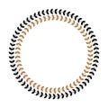 Greek round frame with olive tree leaves. Typical egyptian, assyrian and greek motives circle border. vector