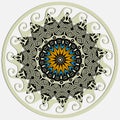 Greek round vector mandala pattern. Colorful floral design on the white background. Greek key meanders circle ancient ornament