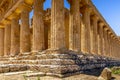 Greek ruins of Concordia Temple in the Valley of Temples near Agrigento in Sicily Royalty Free Stock Photo