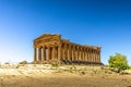 Greek ruins of Concordia Temple in the Valley of Temples near Agrigento in Sicily Royalty Free Stock Photo