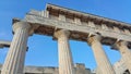 Greek ruins at the Temple of Aphaia on island of Egina ancient roman columns golden hour historic remains Greece Mediterranean sea Royalty Free Stock Photo