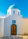 Greek`s orthodox church with blue sky background Royalty Free Stock Photo