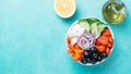 Greek Salad Bowl, copy space, top view Royalty Free Stock Photo