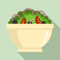 Greek salad bowl icon, flat style Royalty Free Stock Photo