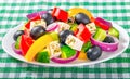 Greek salad, classic recipe, close-up, macro Royalty Free Stock Photo