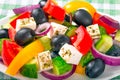 Greek salad, classic recipe, close-up, macro Royalty Free Stock Photo