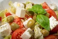 Greek Salad Closeup, Macro Photo of Fresh Garden Salat Royalty Free Stock Photo