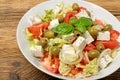 Greek Salad Closeup, Macro Photo of Fresh Garden Salat Royalty Free Stock Photo