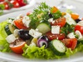 Greek salad with feta cheese, olives, tomatoes and herbs Generative AI